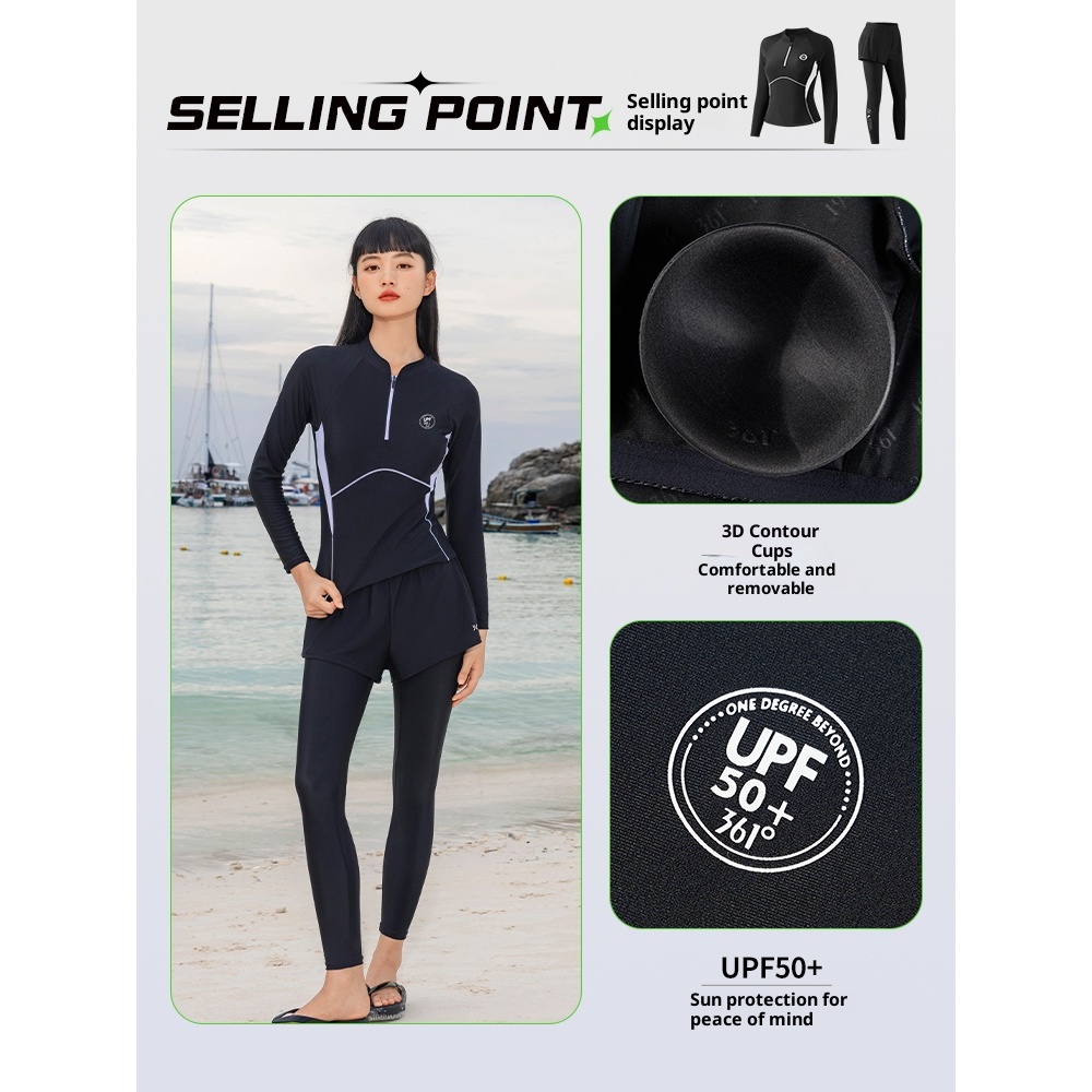 ชุดว่ายน้ํา 361 องศา Rushguard ชุดว่ายน้ํามืออาชีพสองชิ้น Beachwwear - รูปที่ 2