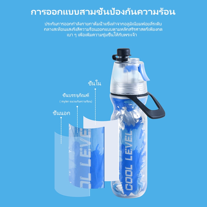 SPORT แหวนพกพาแบบพกพา PE ขวดน้ำกีฬากลางแจ้งอเนกประสงค์ถ้วยน้ำสเปรย์เย็นสองชั้น ราคา ถูกที่สุด ดีลบีเคเค แกลเลอรีภาพที่ 4