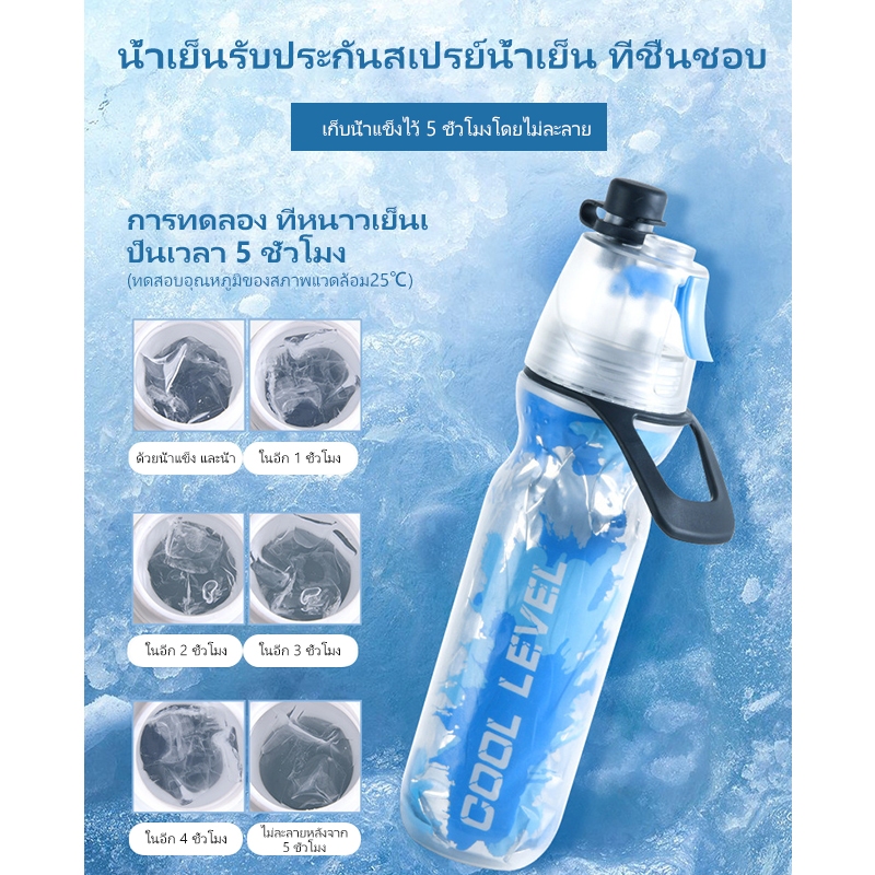 SPORT แหวนพกพาแบบพกพา PE ขวดน้ำกีฬากลางแจ้งอเนกประสงค์ถ้วยน้ำสเปรย์เย็นสองชั้น ราคา ถูกที่สุด ดีลบีเคเค แกลเลอรีภาพที่ 5