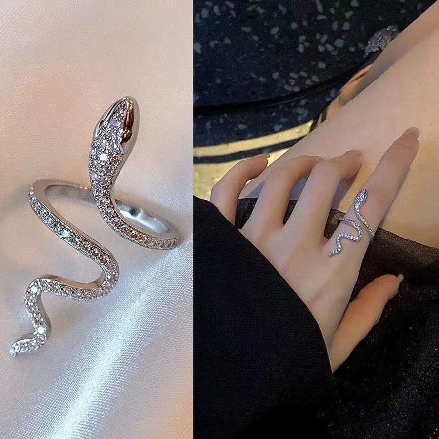 แหวนออกแบบงู สไตล์สวยงาม สำหรับนิ้วโป้ง แหวนเปิดโล่งพรีเมียม