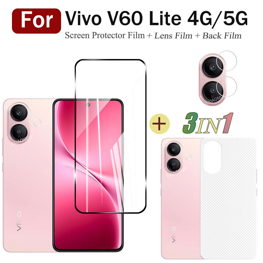 3in1 สําหรับ Vivo V60 Lite ฟิล์มกระจกนิรภัยสําหรับ Vivo V50 V40 Lite หน้าจอป้องกัน + ฟิล์มเลนส์ + ฟิ
