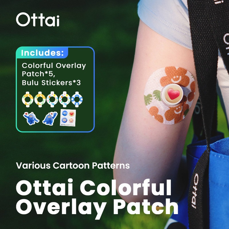 Ottai 5 ชิ้น Overlay Patch การ์ตูนแผ่นกันลื่นเทปกาวกันน้ําสําหรับ CGM