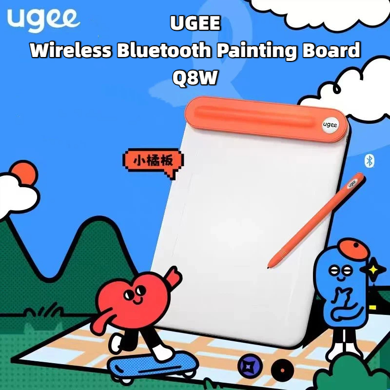 Ugee Q8W บอร์ดวาดภาพดิจิทัล บลูทูธ ไร้สาย วาดลายด้วยมือ เชื่อมต่อคอมพิวเตอร์ แท็บเล็ต โทรศัพท์มือถือ