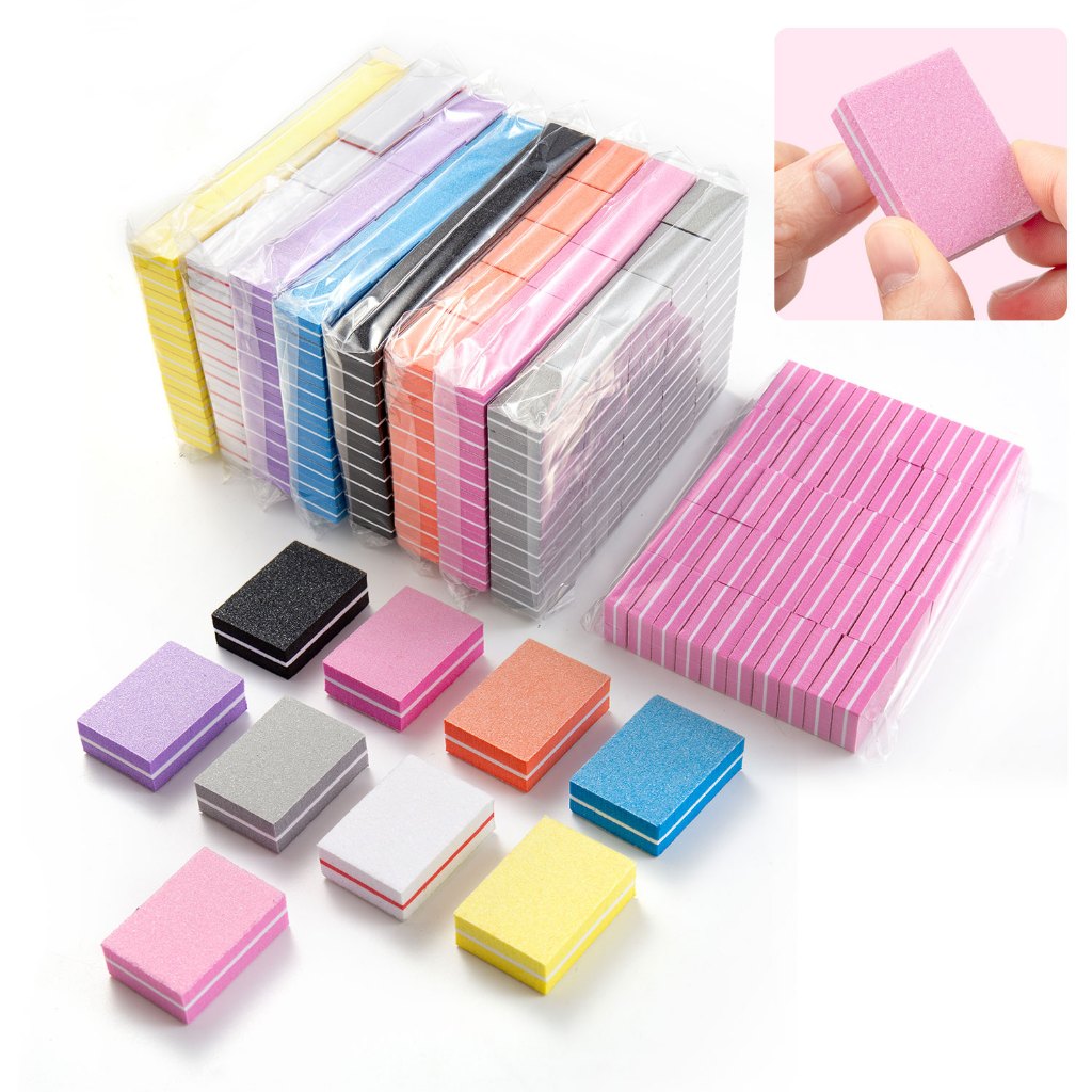 Lifen 50 ชิ้น Mini Nail Sanding Files Block Nail Art Buffer Polish เครื่องมือ