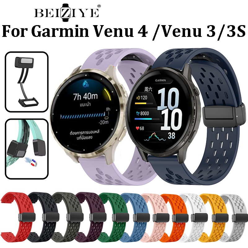 สายรัดซิลิโคนสําหรับ Garmin Venu 4 41 มม.45 มม.หัวเข็มขัดแม่เหล็กสายรัดข้อมือสร้อยข้อมือสําหรับ Garmin Venu 3/Venu 3s สร้อยข้อมือ