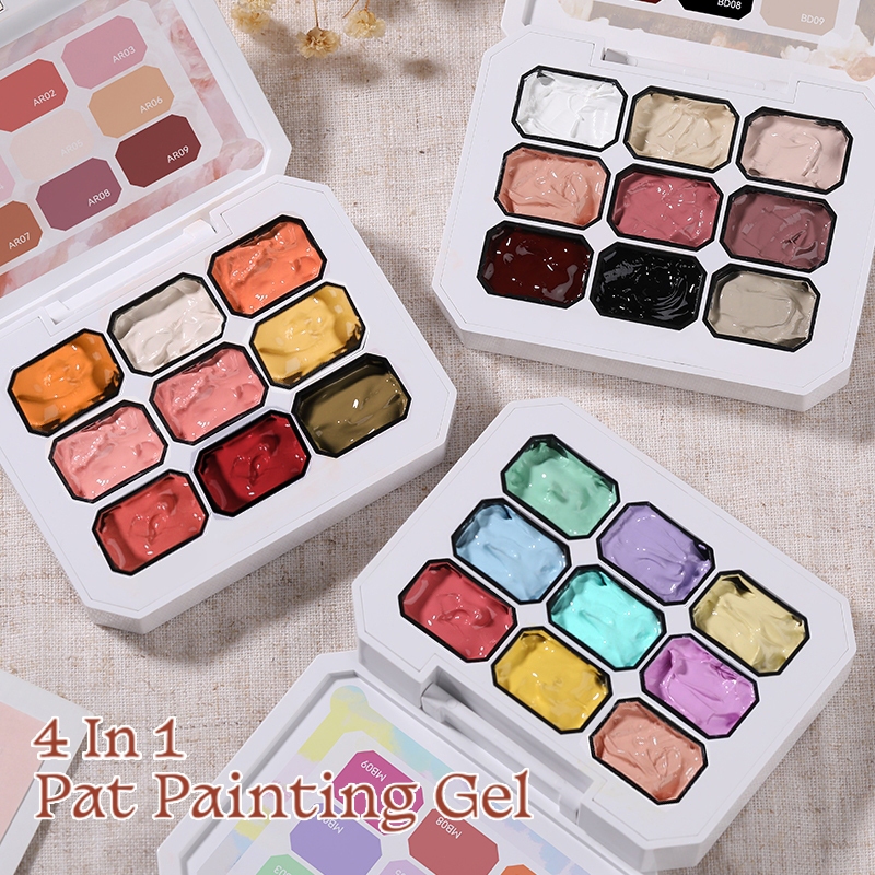 Maddoll 9 IN 1 Nail Art Pat Painting Gel ตลับสีทาเล็บเจลแบบ 9 สี ตลับแยกส่วนได้สีสวย เม็ดสีชัด พกพาง่าย สวยหรูไม่ซ้ำใคร Pat Ombre Gel Polish