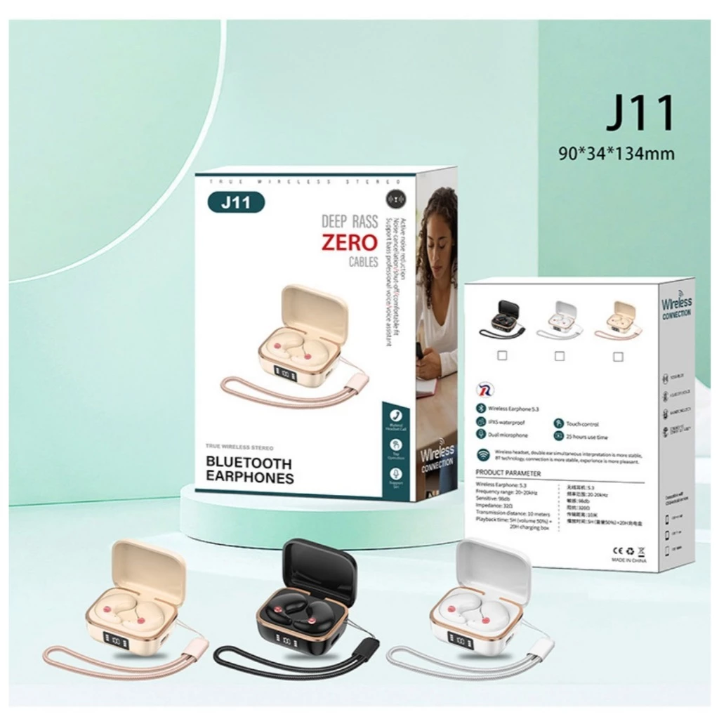 J11 TWS ไร้สายบลูทูธ 5.4 หูฟัง Sleeping Earbuds หูฟังอินเอียร์ HD สเตอริโอกีฬาชุดหูฟังกันน้ําสําหรับสมาร์ทโฟน thumbnail 6