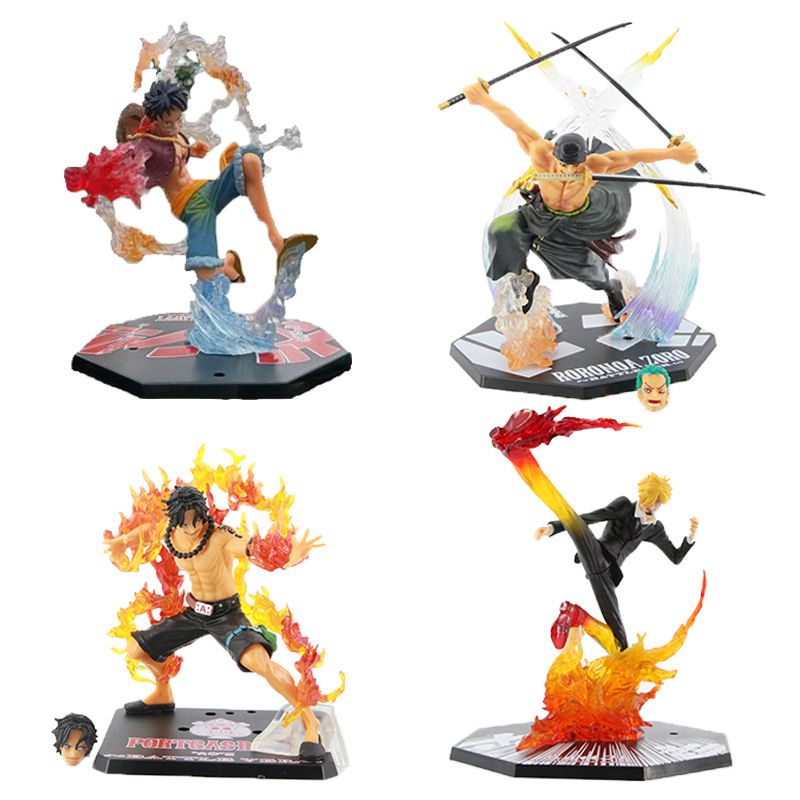 4 รูปแบบ One Piece อะนิเมะลิง D Luffy Zoro Ace Sanji Action Figure ตุ๊กตา PVC รูปปั้นของเล่นสะสมตกแต่งของขวัญ