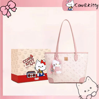 กระเป๋าโทท Cow&Kitty Multifunctional Pink Tote Bag กระเป๋าสะพายสุภาพสตรีความจุขนาดใหญ่ Cute Style Pink Handbag กระเป๋าสะพายไหล่ยอดฮิต ใส่แท็บเล็ตได้ จุของได้เยอะ