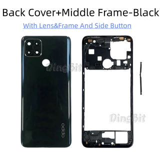 สําหรับ OPPO A15 A15S ฝาหลังแบตเตอรี่พร้อมเลนส์กล้องพร้อมกรอบกลาง