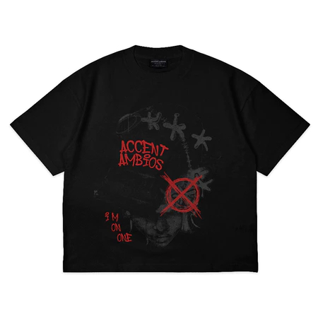 Kaos Boxy Oversize ImOnOne Black Cotton 100%