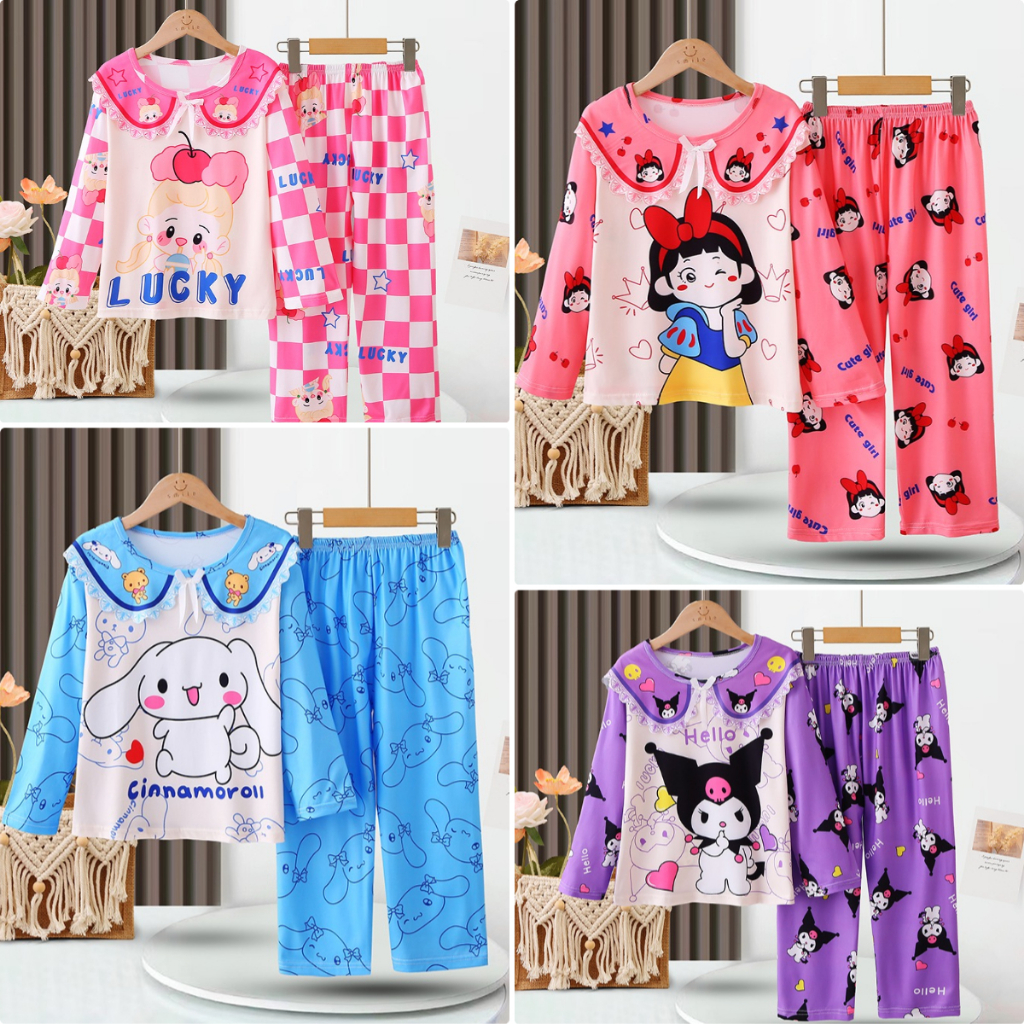 ชุดนอนแขนยาว สไตล์เจ้าหญิง แฟชั่นฤดูใบไม้ผลิ และฤดูใบไม้ร่วง สําหรับเด็กผู้หญิง