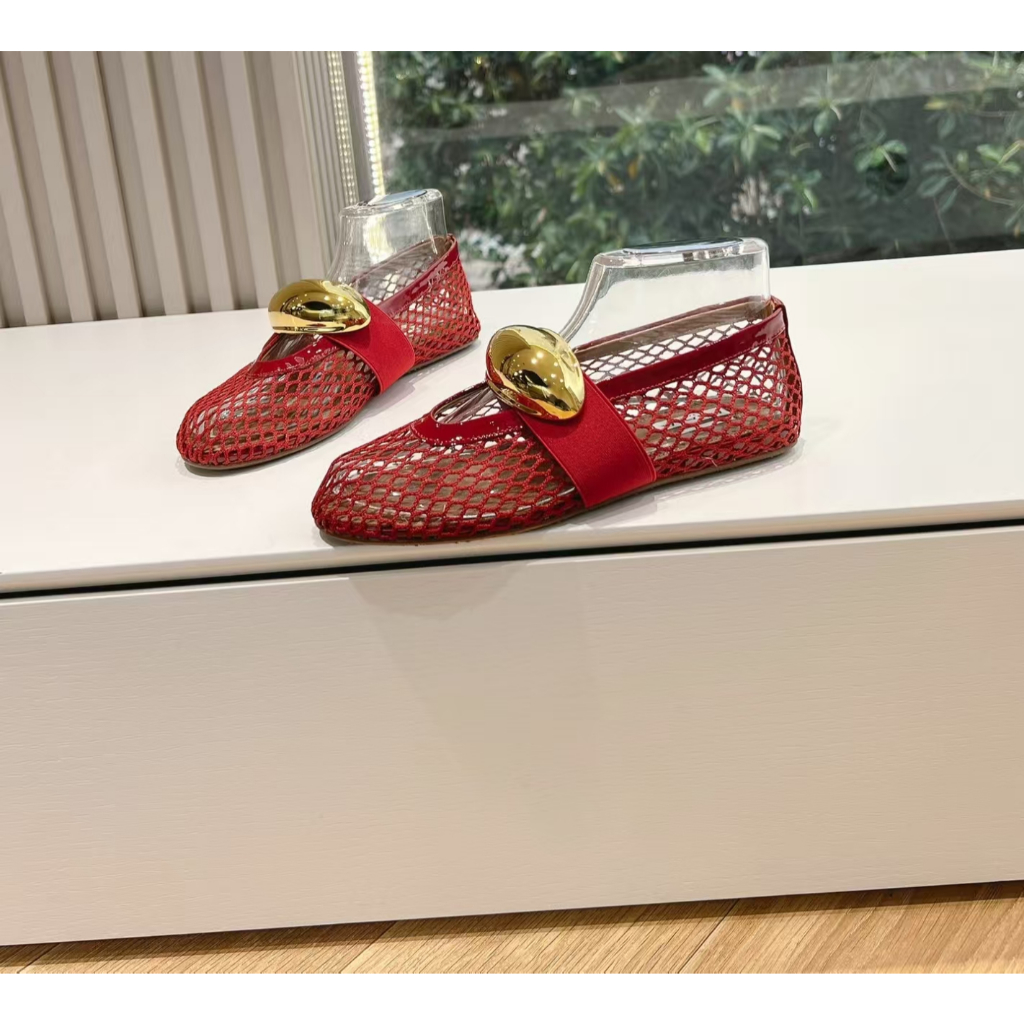 Alaia Red Weaving Casual Flat Shoes รองเท้าผู้หญิง