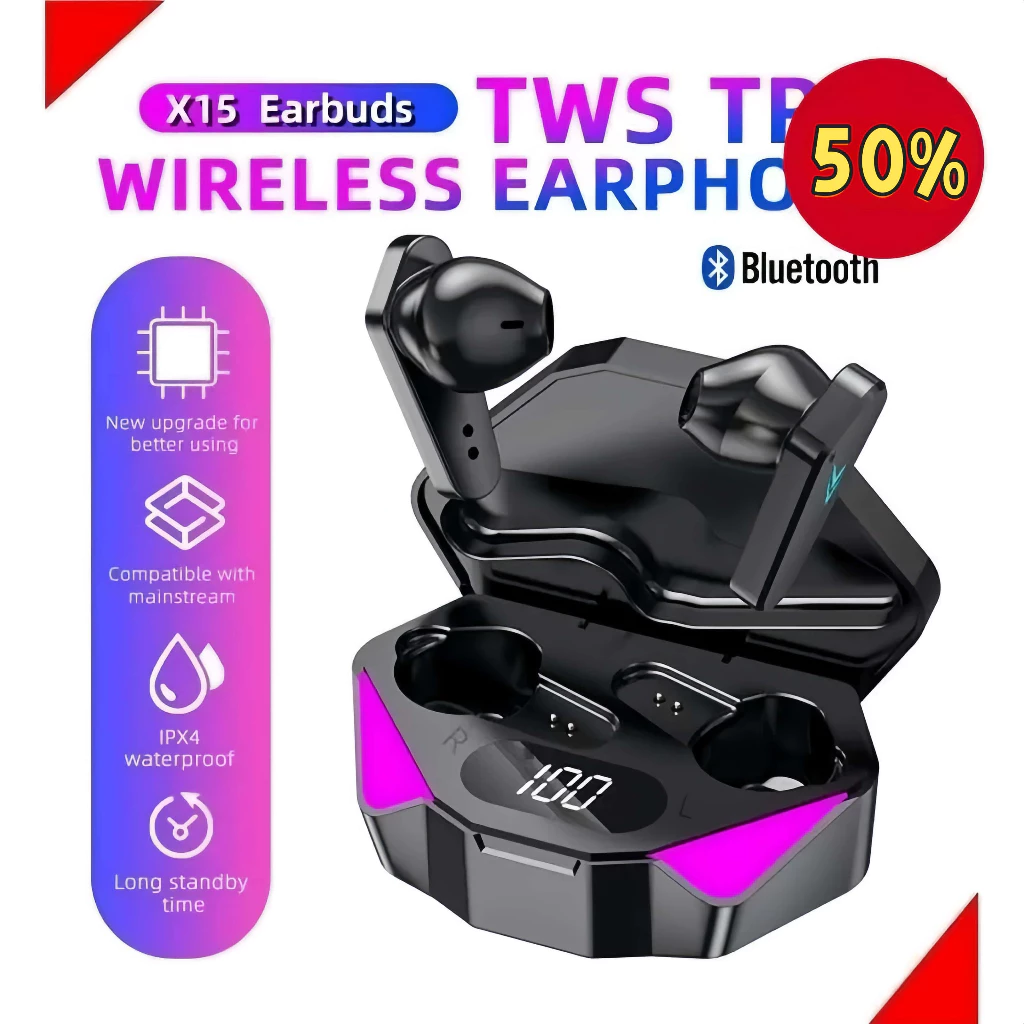X15 Gaming King Gaming Gaming No Delay ชุดหูฟังบลูทูธไร้สาย Action Control ชุดหูฟังกันน้ําเหมาะสําหรับสมาร์ทโฟนทุกรุ่น thumbnail 5