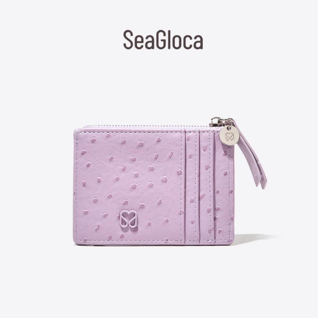 SeaGloca กระเป๋าใส่บัตรสีลาลักลายพิมพ์เส้นใยเครื่องแต่งกายแบบลูกวัวสำหรับผู้หญิง 35