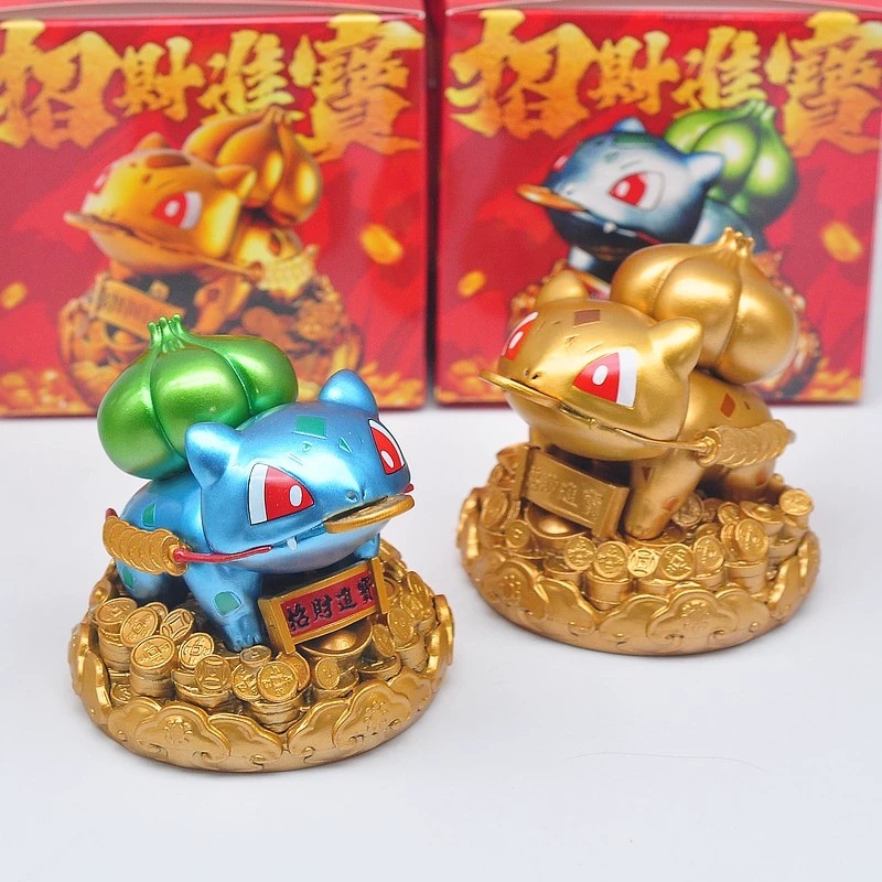 Pokemon Pokemon Lucky Fortune Frog Seed กระเทียมคุณ Most Rich Elf GK อะนิเมะรูปตกแต่งรถตุ๊กตารุ่น Boxed ของขวัญ