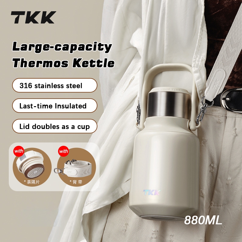 แก้วเก็บอุณหภูมิ TKK ขนาด 880 มล. สเตนเลส 316 ขวดสุญญากาศ เก็บความร้อนและเย็น 6-12 ชั่วโมง