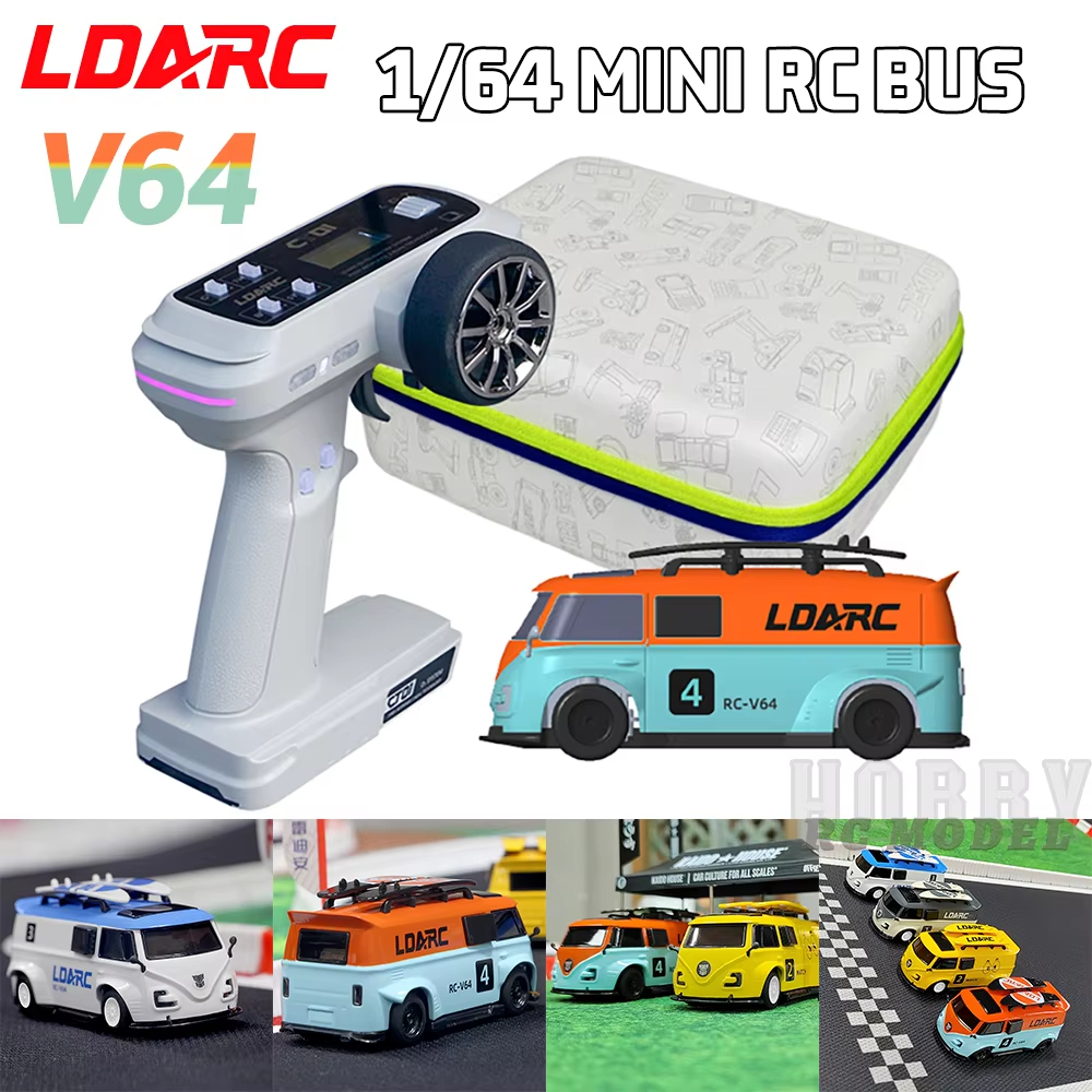 LDARC V64 1/64 MINI RC จําลองไฟฟ้ารีโมทคอนโทรลรุ่นรถโต๊ะรถบัสรถ RTR 2.4GHz ผู้ใหญ่ของเล่นเด็ก