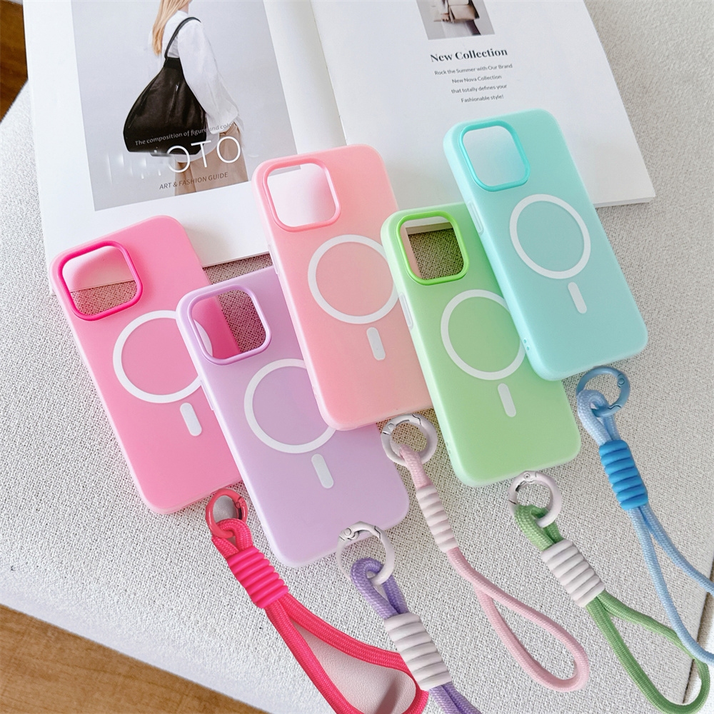 สําหรับ iPhone 11 12 Pro Max 13 2 in 1 Magnetic Wireless Phone Case Cover พร้อมสายรัดข้อมือมือ