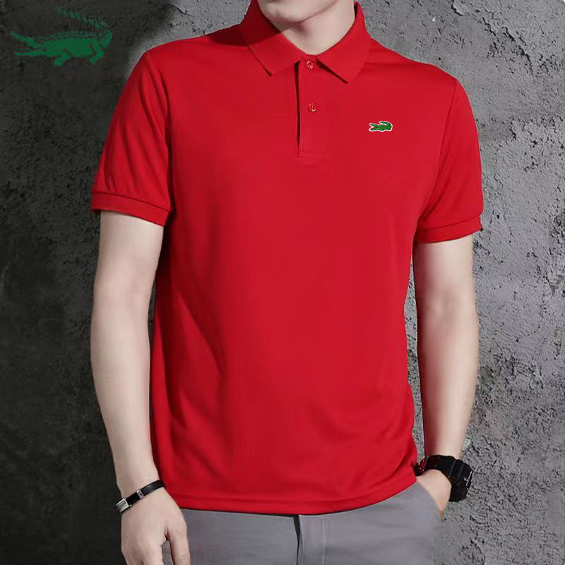 จระเข้ Polo & เสื้อโปโลสีแดงผู้ชายแขนสั้นจระเข้ฤดูร้อนแบรนด์ปักแฟชั่นผู้ชายโปโลหลวม
