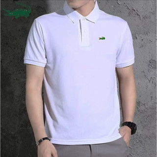 เสื้อโปโลแขนสั้น ปักลายหนังจระเข้ ทรงหลวม แฟชั่นฤดูร้อน สไตล…