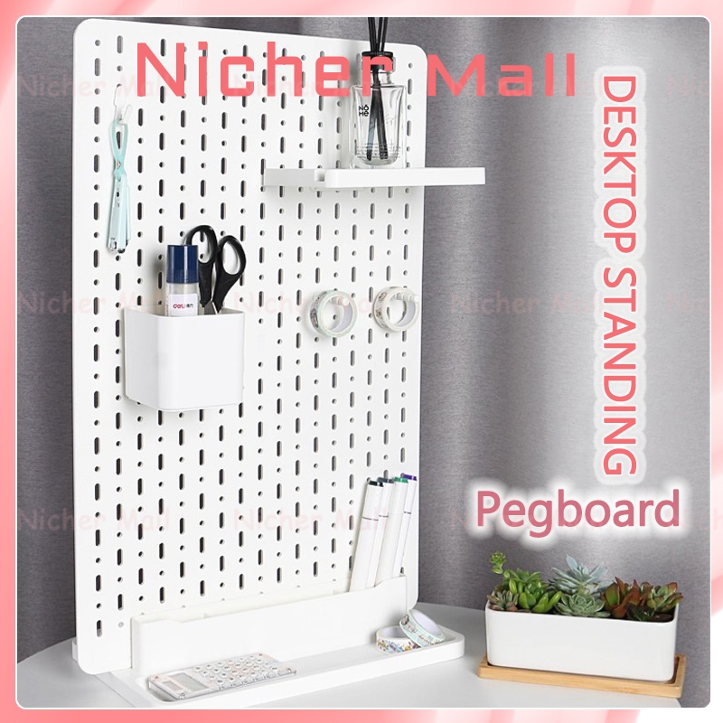 DIY Pegboard Wall Organizer ไม่มีการเจาะตกแต่ง Board Gaming ตกแต่งห้องผนังโต๊ะจัดระเบียบ Fit IKEA SKACIS