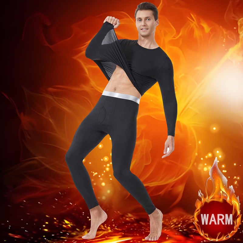 ชาย ลองจอนฮีทเทคชุดเสื้อ+กางเกง (1 ชุด)ผู้ชาย ทั้งชุด  Size : XS-XL ใส่กันหนาว/เพิ่มความอุ่น