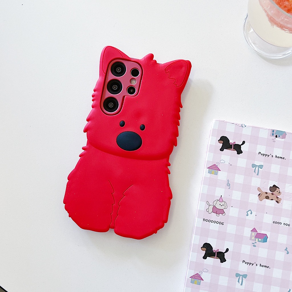 การ์ตูนน่ารัก 3D หมาแดงตัวน้อย เคส Samsung Galaxy S25 FE S25 Ultra S25 Plus S25 S24FE S24 Ultra S24 