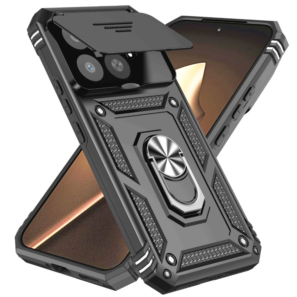 Casing For Xiaomi 15T Pro Shockproof Armor Hard Case Cover With Magnetic Car Mount Ring Bracket