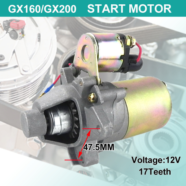 มอเตอร์สตาร์ทเครื่องยนต์เบนซิน GX160,GX200, GX380, GX420, 168F, 168F-1, 170F, 188F, 192F, กุญแจสตาร์ท