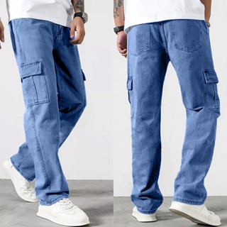 กางเกงคาร์โก้สไตล์เกาหลีสำหรับผู้ชาย ทรงหลวม ขากว้าง เหมาะสำ…