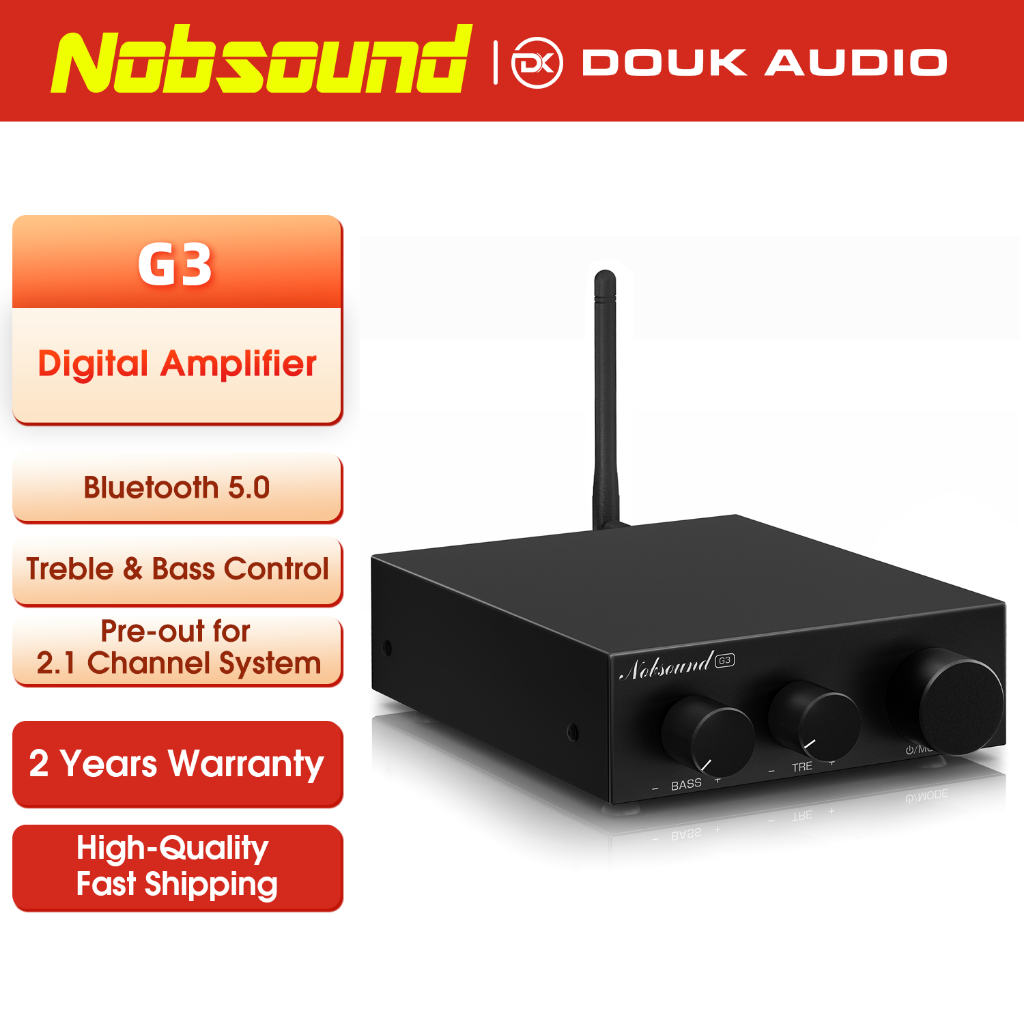 Douk Audio G3 บลูทูธ 5.0 เครื่องขยายเสียงสเตอริโอ Mini Audio 2.0 Channel Amp พร้อม Bass Treble Tone Control