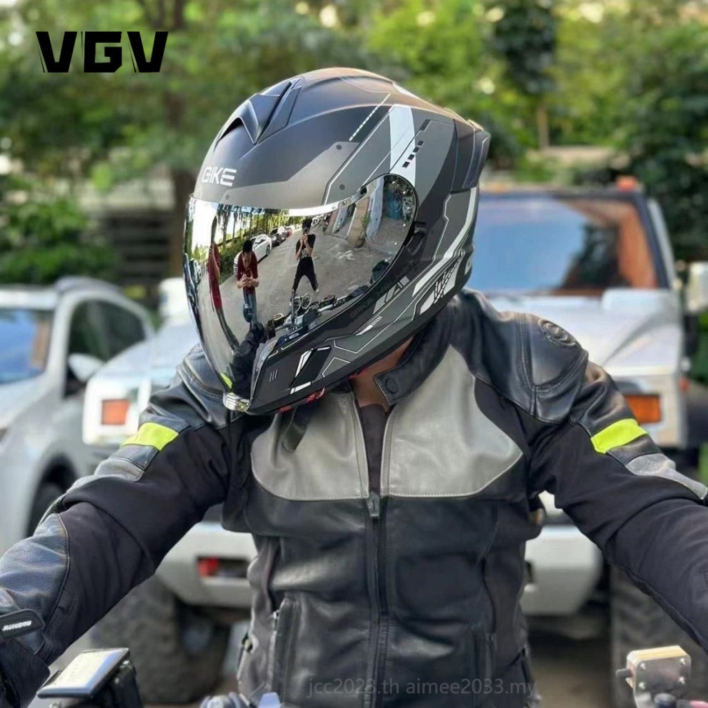 วีจีวี 2025 หมวกกันน็อคมอเตอร์ไซค์ดีไซน์ใหม่ผู้ชายผู้หญิงเลนส์คู่หางใหญ่ จุด + ซีซีซี ใบรับรองคู่ขี่เย็นเฉพาะความปลอดภัยหมวกกันน็อคเต็มสํารองชุดหูฟังบลูทูธแจ็ค