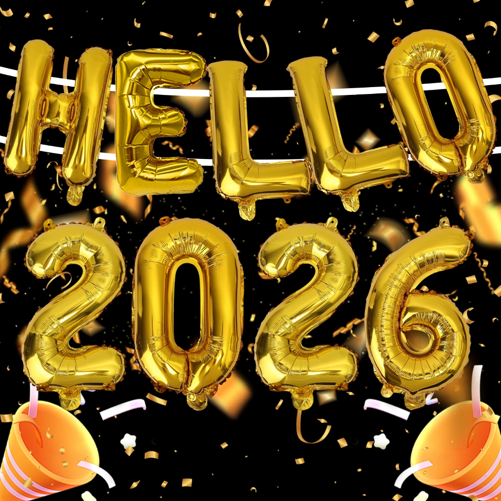 2026 ฟอยล์บอลลูนจํานวนลูกโป่งตกแต่งคริสต์มาสสําหรับบ้าน n ความโลภ ปีใหม่พรรค 2026 ตกแต่งปีใหม่พรรคซัพพลาย