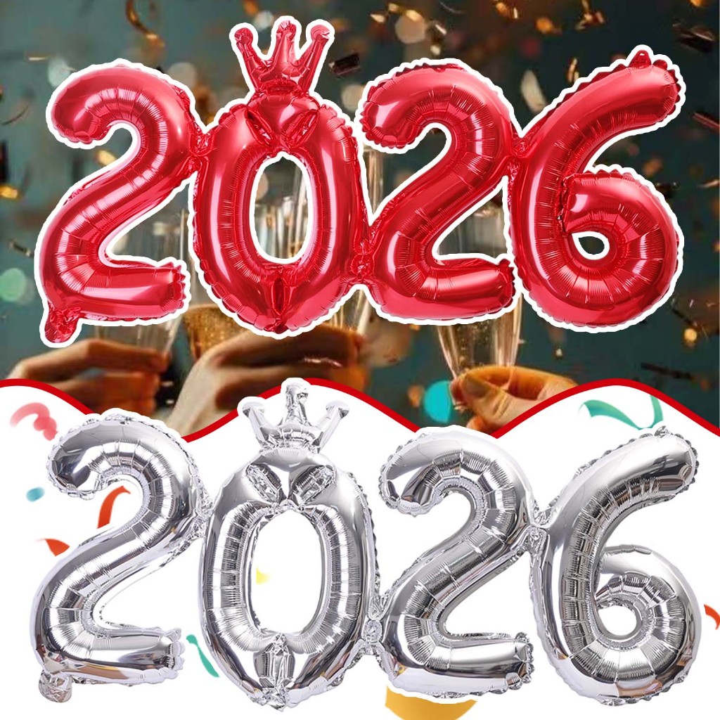 ทองเศษไม้สวัสดีปีใหม่2026ลูกโป่งฟอยล์สวัสดี2026ตัวอักษรบอลลูนแบนเนอร์พวงมาลัยคริสต์มาสตกแต่งวันส่งท้ายปีเก่า
