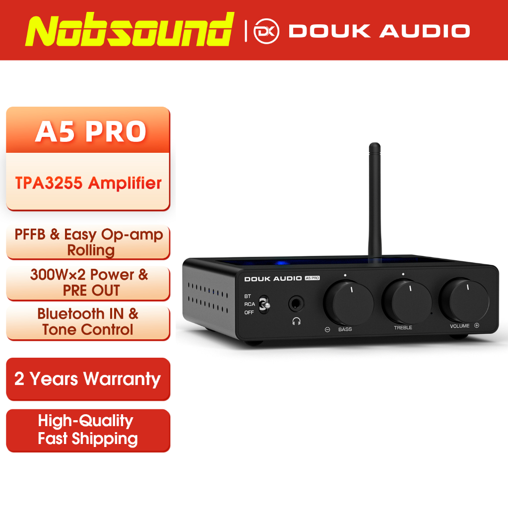 Douk Audio A5 PRO TPA3255 ตัวรับสัญญาณบลูทูธเครื่องขยายเสียงดิจิตอล HiFi Class D สเตอริโอ Power Amp