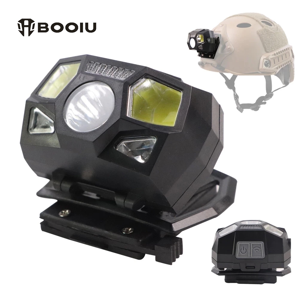 BOOIU ยุทธวิธี FAST MICH หมวกกันน็อค USB ชาร์จ NVG สัญญาณโคมไฟเซนเซอร์ ไฟหน้า กันน้ำ กลางแจ้ง การล่าสัตว์ ตกปลา
