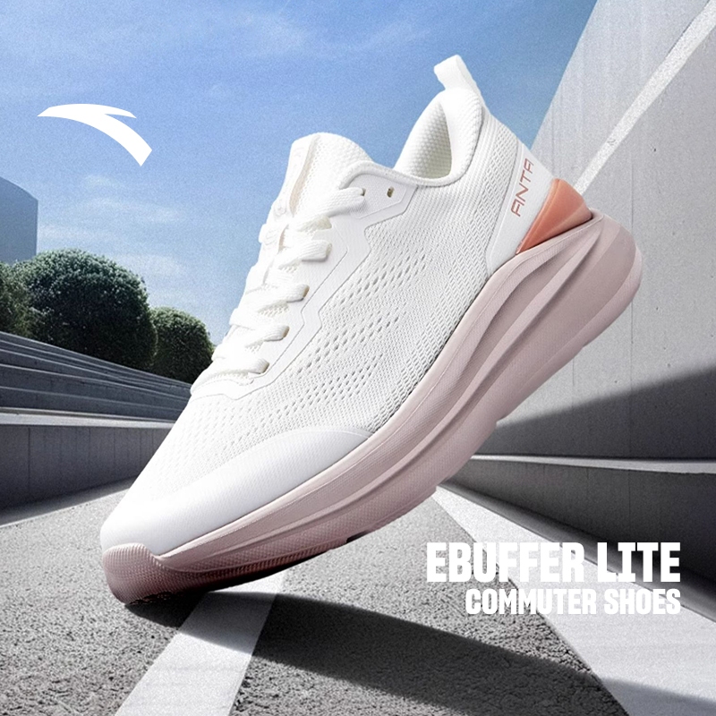 [3-10KM+] ANTA Women A-EBUFFER Lite Training Shoes Outdoor Sports Jogging (สีขาว/เทา) 1225C7713