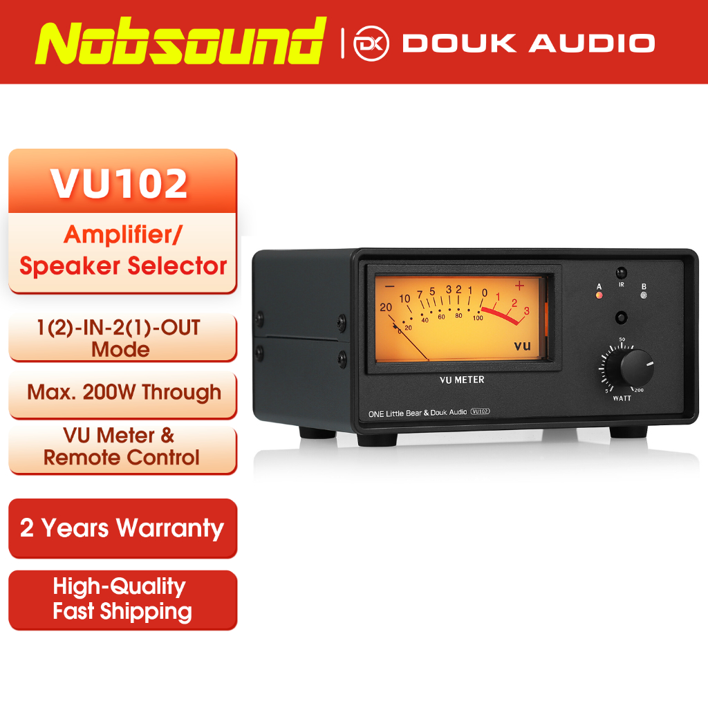 Douk Audio VU102 กล่องสวิตช์เครื่องขยายเสียงลําโพง 2 โซน พร้อมตัวแยกเสียง VU และรีโมตคอนโทรล