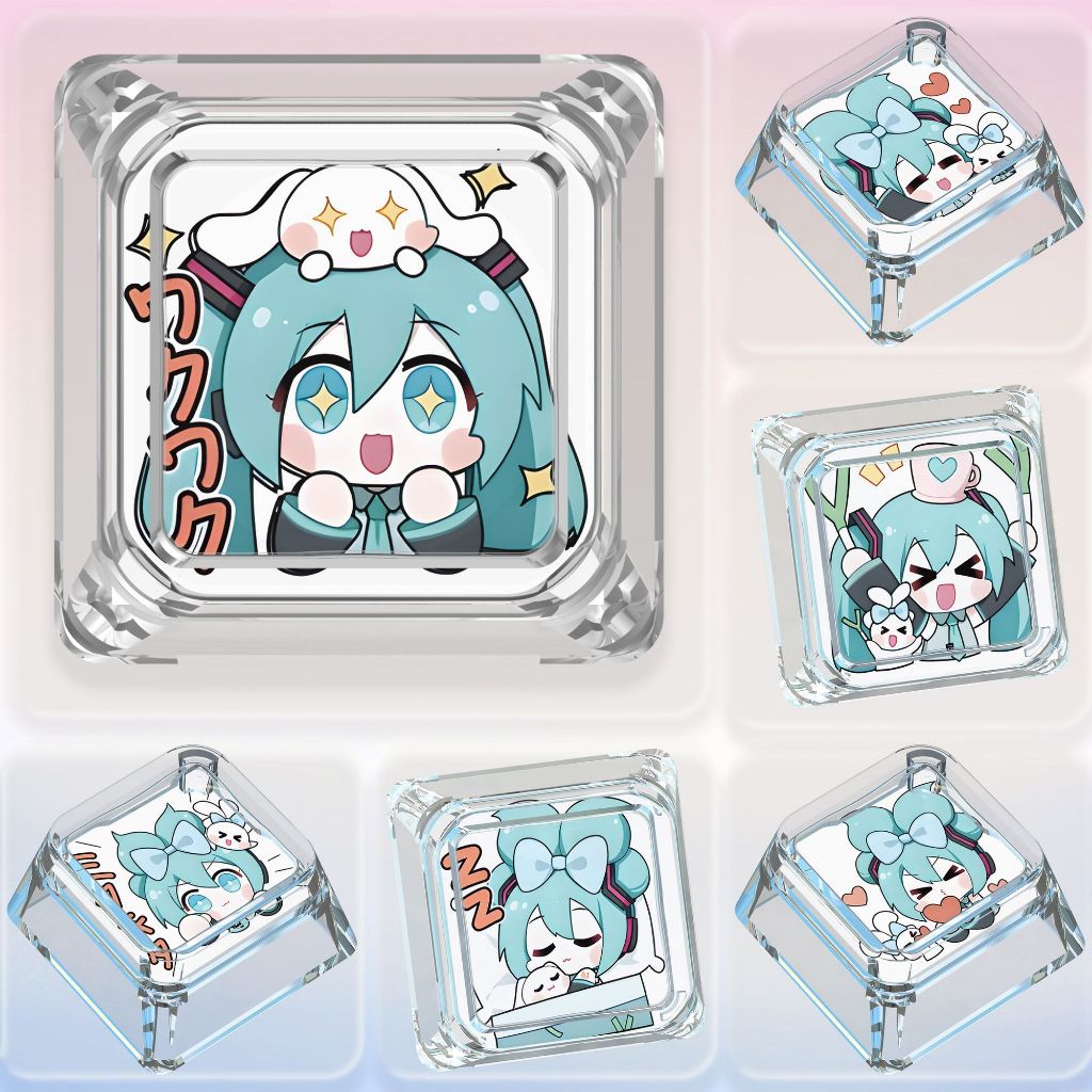 Miku Expression Limited Edition Custom Keycaps คีย์บอร์ดแบบกลไกการ์ตูนปุ่มกดโปร่งใส