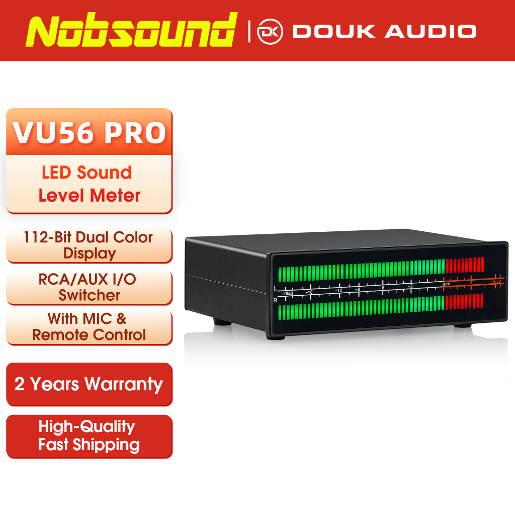 Douk Audio VU56 PRO MIC+LINE เครื่องวิเคราะห์เสียงสเตอริโอ LED สเปกตรัมเพลง อะแดปเตอร์เสียงสเตอริโอ / ตัวแยกเสียงจอแสดงผล