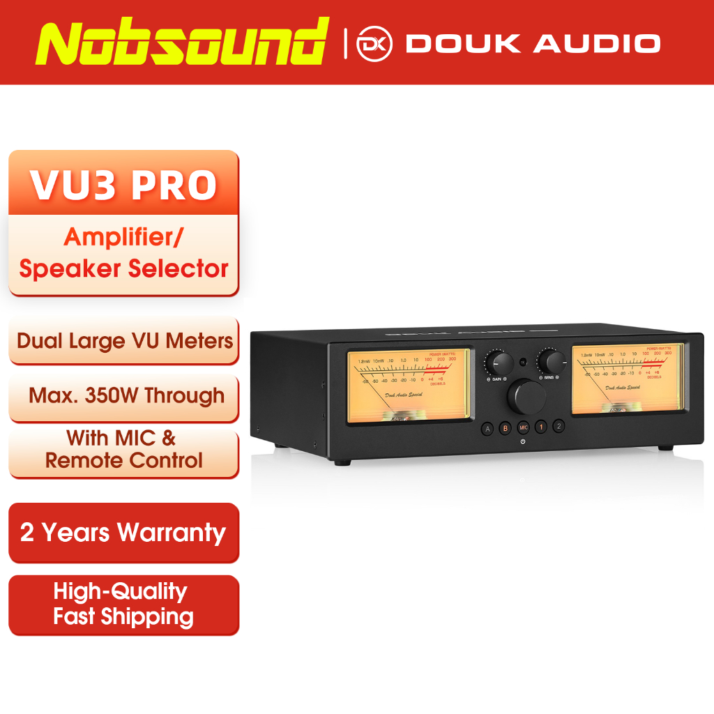 Douk Audio VU3PRO เครื่องขยายเสียง/ลําโพงตัวเลือก VU Meter 2-IN-2-OUT Switcher กล่อง