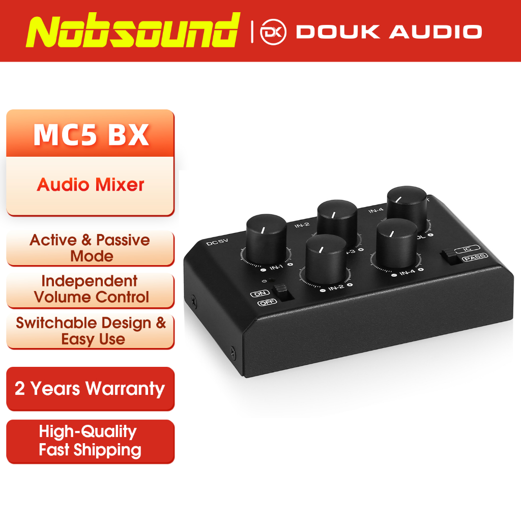 Douk Audio MC5-BX มินิสเตอริโอ 4 ช่องเครื่องผสมเสียง Ultra Low-Noise Home/สตูดิโอ/ Bar Line Mixer