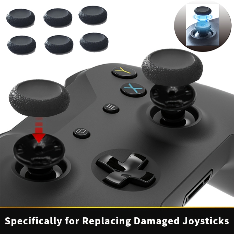 เปลี่ยนจอยสติ๊กสําหรับ Xbox one Series S/X Controller, ซิลิโคน Analog จอยสติ๊กฝาครอบ Thumb Stick Cap, Analog Stick ฝาครอบ (6PCS สีดํา)