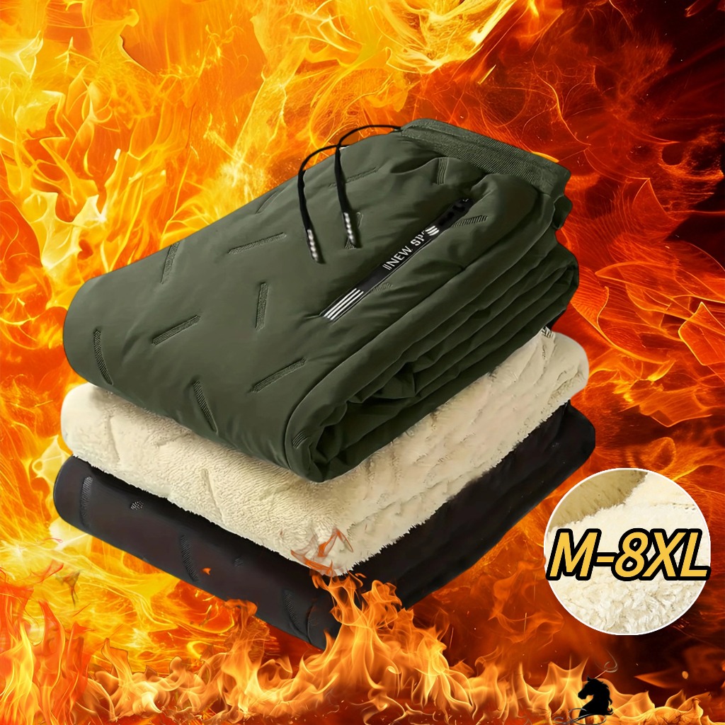 2025 ฤดูใบไม้ร่วงฤดูหนาวซับขนแกะหนาแกะขนแกะกางเกงผู้ชายวัยกลางคนเยาวชนกลางแจ้งเย็นทนอบอุ่น