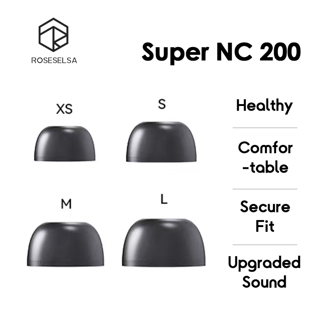 ROSESELSA Super NC 200 จุกหูฟังตัดเสียงรบกวนซิลิโคน 10dB