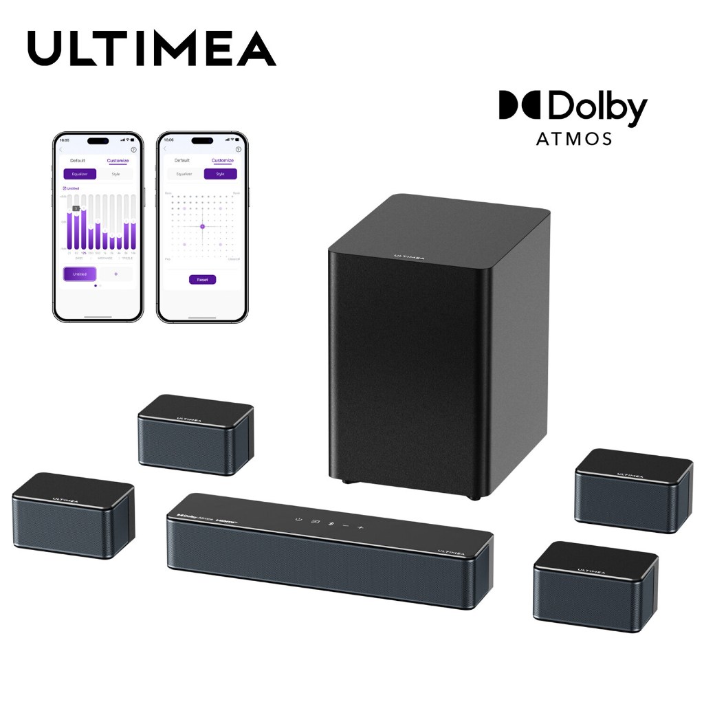 ULTIMEA Poseidon D80 Boom 7.1 Dolby Atmos Soundbar 500W ซับไร้สาย 3D รอบทิศ ซาวด์บาร์โฮมเธียเตอร์ ควบคุมผ่านแอป