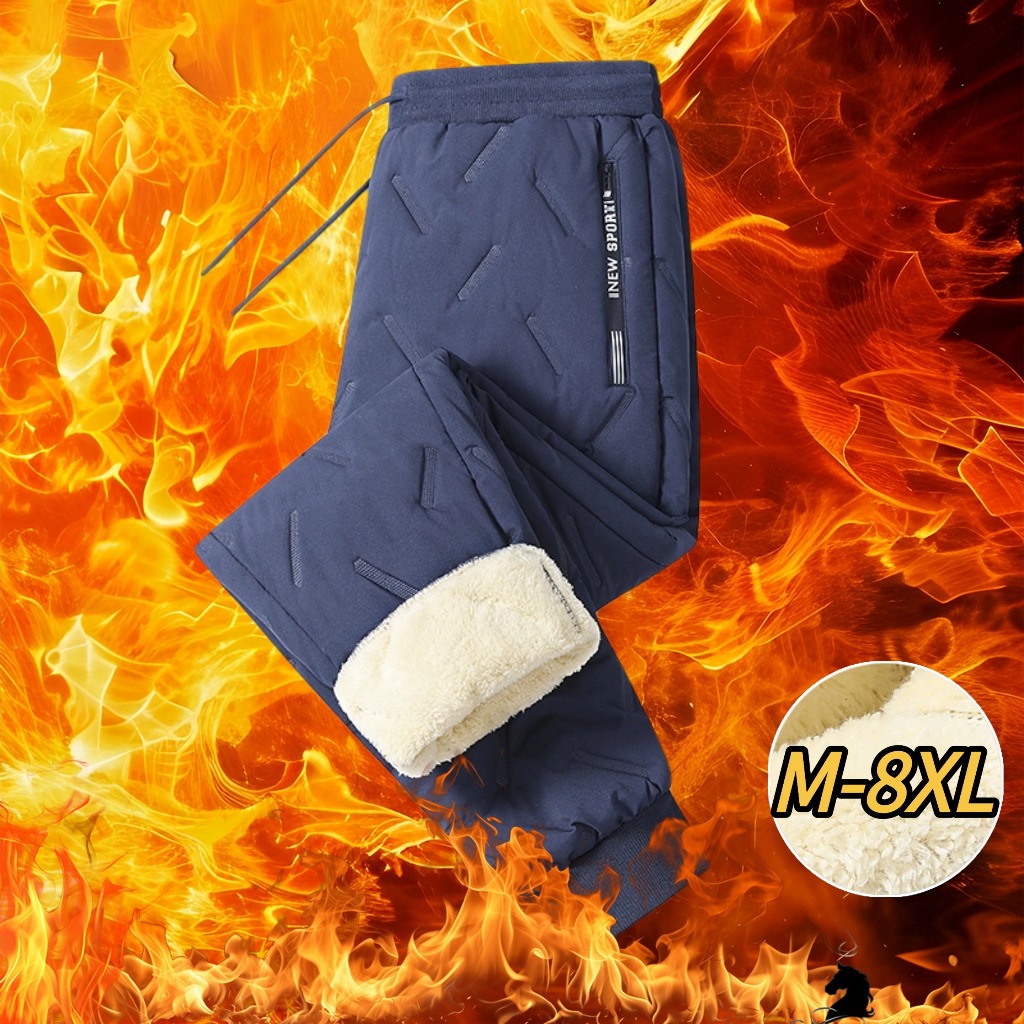 2025 ฤดูใบไม้ร่วงฤดูหนาวซับขนแกะหนาแกะขนแกะกางเกงผู้ชายวัยกลางคนเยาวชนกลางแจ้งเย็นทนอบอุ่น - รูปที่ 3