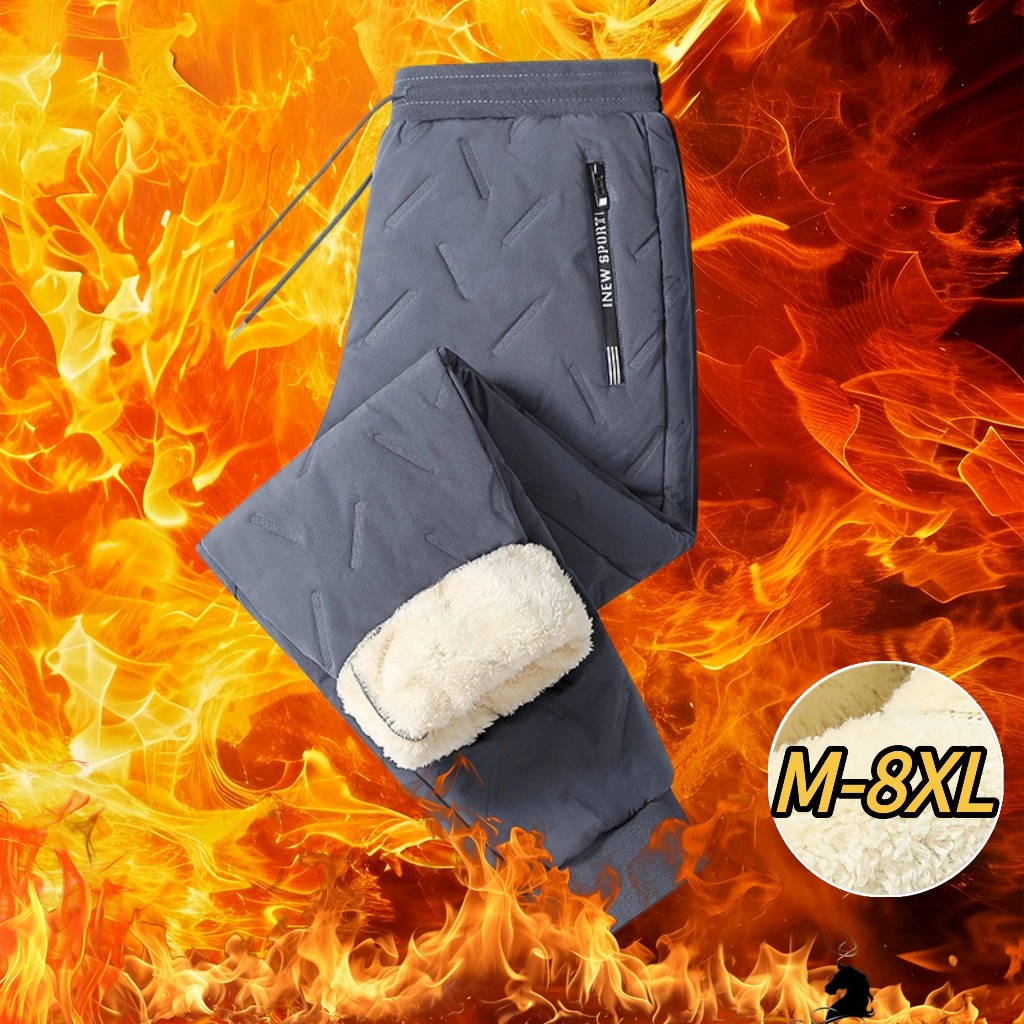 2025 ฤดูใบไม้ร่วงฤดูหนาวซับขนแกะหนาแกะขนแกะกางเกงผู้ชายวัยกลางคนเยาวชนกลางแจ้งเย็นทนอบอุ่น - รูปที่ 4