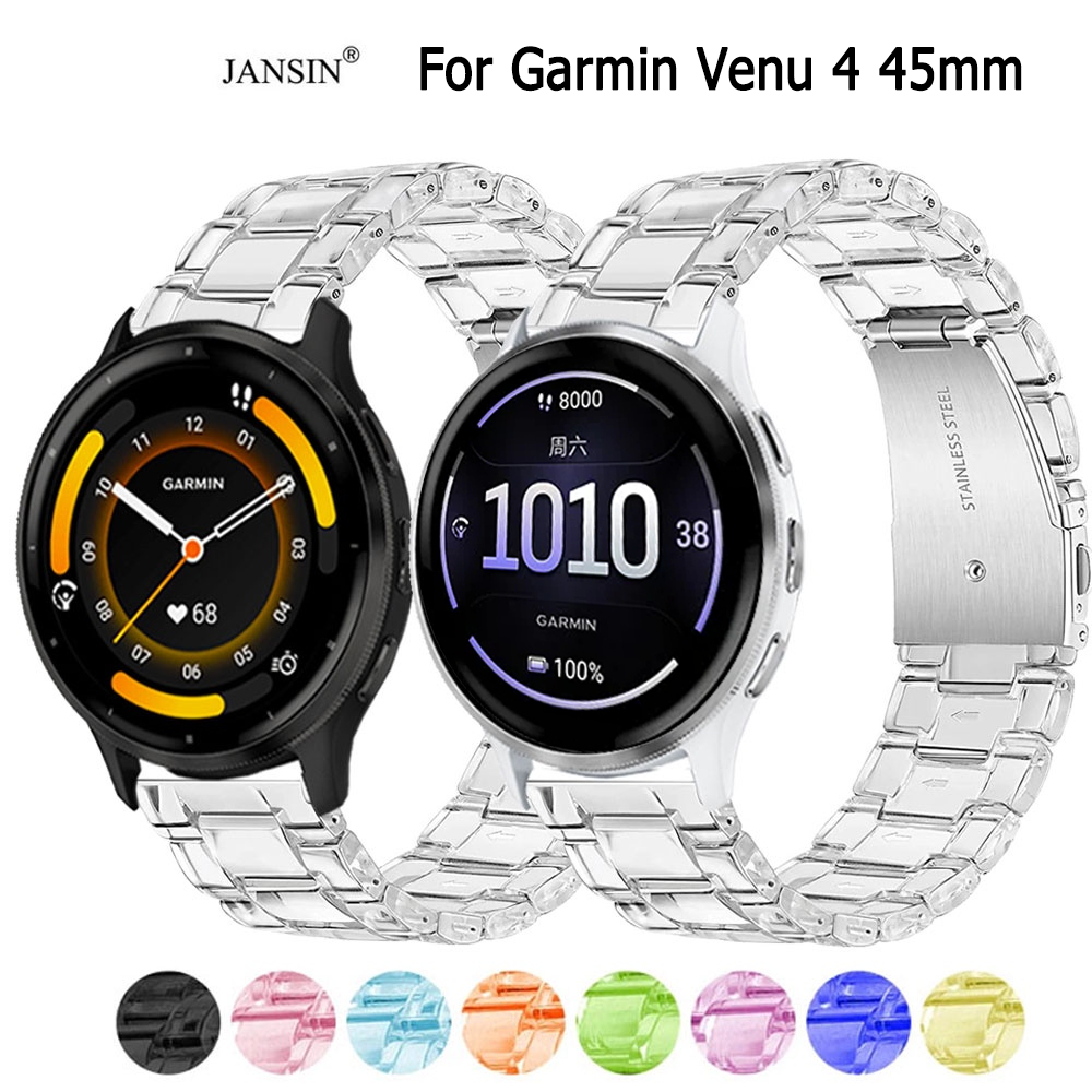 สาย สําหรับ garmin venu 4 45mm ใหม่โปร่งใสสายนาฬิกาเรซิ่นสำหรับ สายนาฬิกาข้อมือ สําหรับ Garmin Venu 